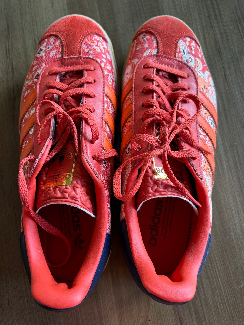 adidas Women's Red Paisley Athletic Sneakers - Picture 1 of 6